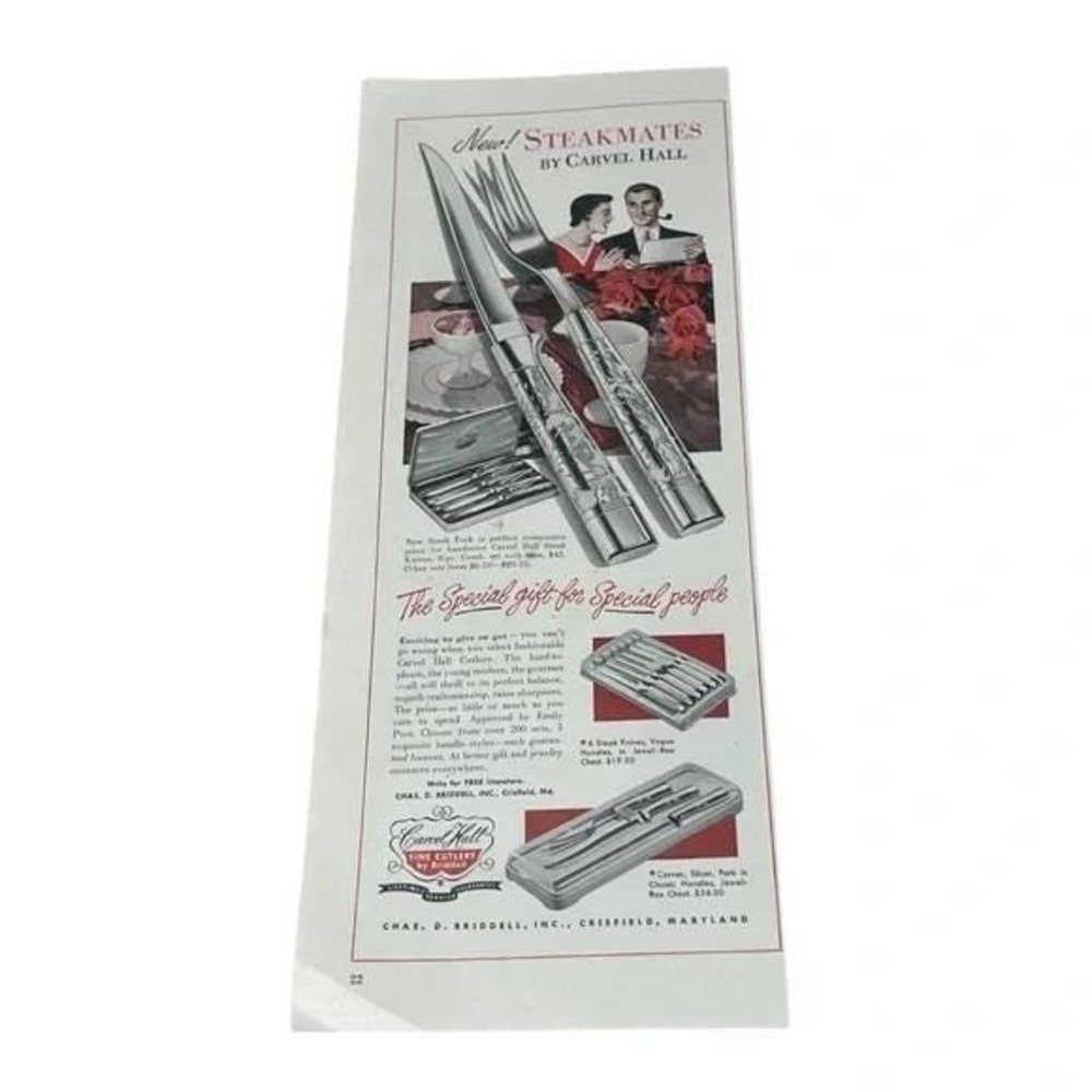 1954 Steakmates by Carvel Hall Crisfield Maryland Original Vintage Print Ad